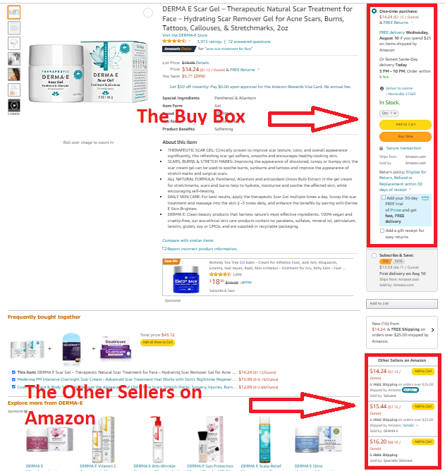 Buy box on a product detail page 4